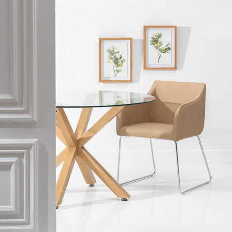 Mesa Redonda de Cristal Templado para Comedor o Cocina – 120 cm x 75 cm