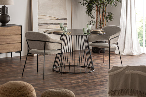 Mesa de Comedor Cristal y Hierro con Metacrilato Negro CELIJE
