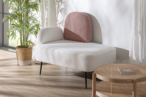 Sofá Bouclé Combinación Blanco y Rosa BATS