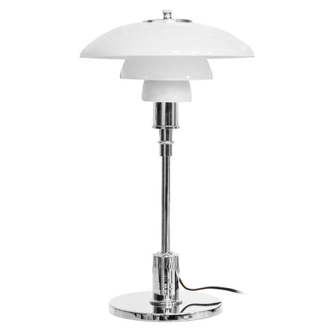 Lámpara de Mesa Cromada Blanca POMPIDOU