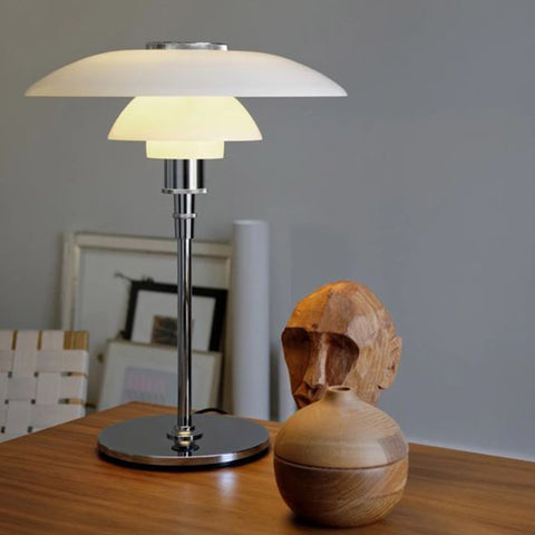 Lámpara de Mesa Cromada Blanca POMPIDOU