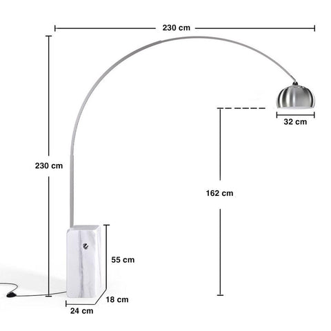 Lámpara de Pie ARCO - Base Rectangular Mármol