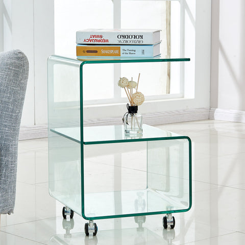 Mesa Auxiliar de Cristal con Ruedas CAMINO