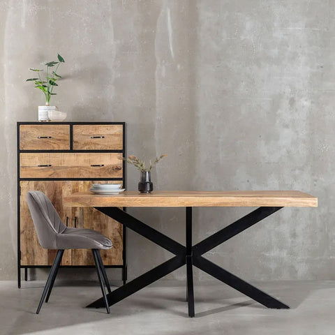 Mesa de Comedor Rectangular con Tapa de Madera Nogal LOUSSE