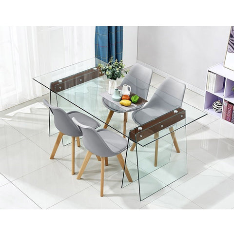 Mesa de Comedor Madera y Cristal Templado VALLE