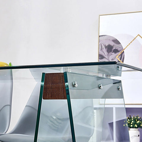 Mesa de Comedor Madera y Cristal Templado VALLE