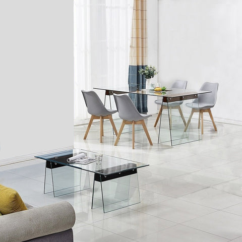 Mesa de Comedor Madera y Cristal Templado VALLE