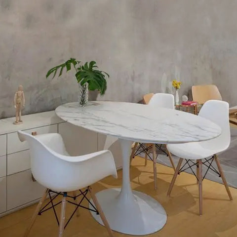 Mesa de Comedor Ovalada con Tapa de Mármol TULIP
