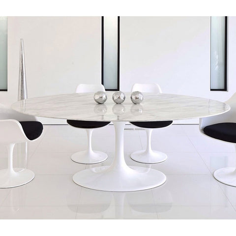 Mesa de Comedor Ovalada con Tapa de Mármol TULIP