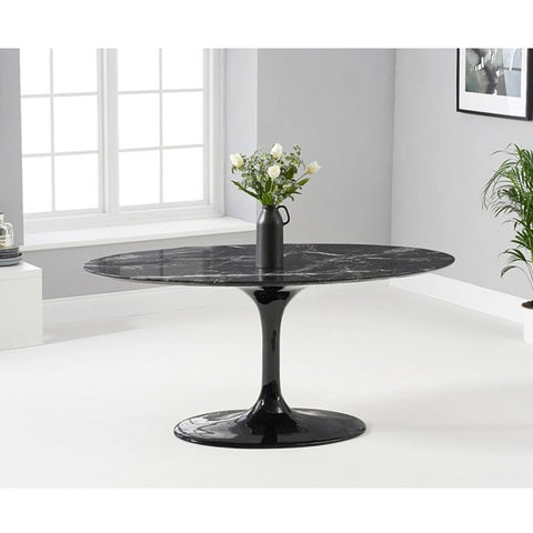 Mesa de Comedor Ovalada con Tapa de Mármol TULIP