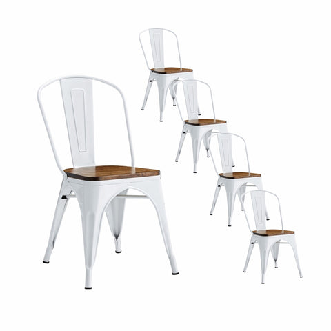 Pack de 5 Sillas de Comedor con Asiento Madera TOLI
