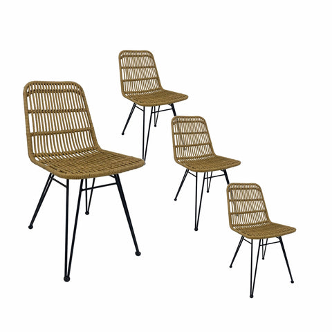 Pack de 4 Sillas de Comedor de Ratán YAKARTA