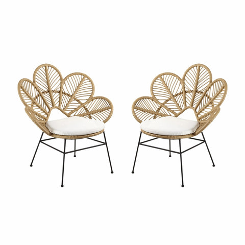 Pack de 2 Sillones en Metal y Ratán Beige BLOOM