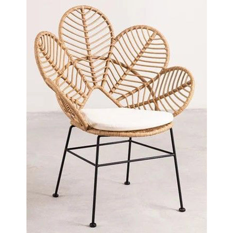 Pack de 2 Sillones en Metal y Ratán Beige BLOOM