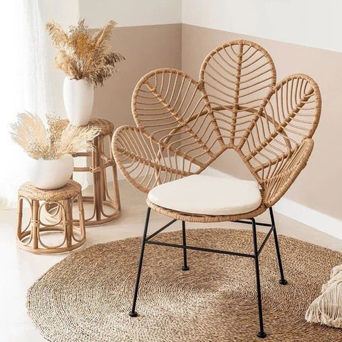 Pack de 2 Sillones en Metal y Ratán Beige BLOOM