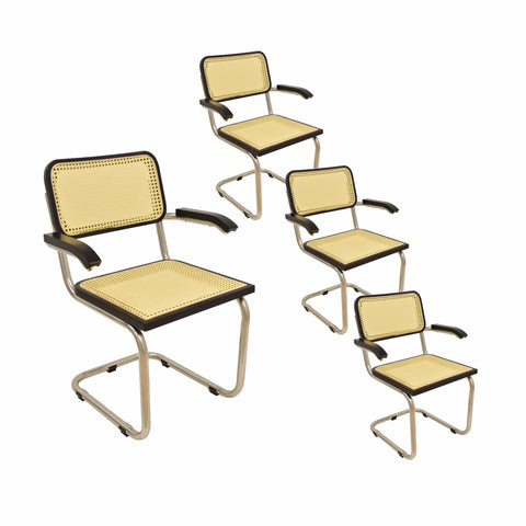 Pack de 4 Sillas Vintage de Acero y Rejilla Beige CES