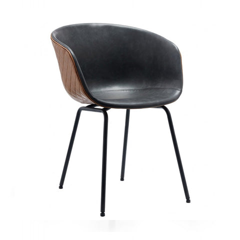 Pack de 2 Sillones en Piel Vegana Marrón/Negro MISSOURI