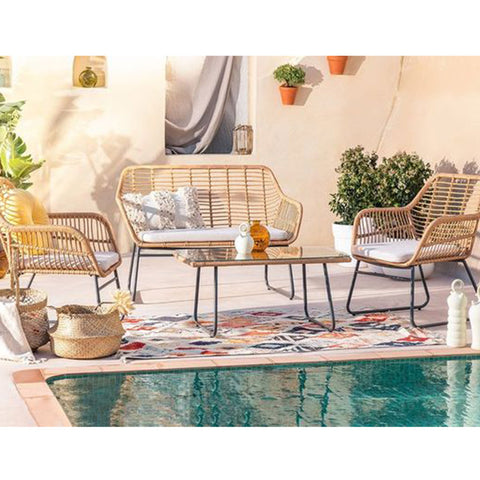 Sillón de Ratán Beige con cojín PARANA