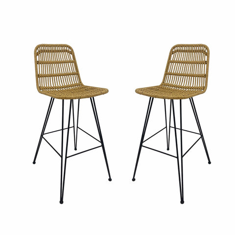 Taburete Metal y Ratán Beige YAKARTA