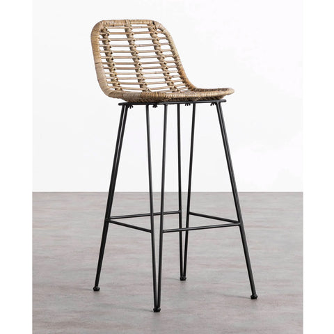 Taburete Metal y Ratán Beige YAKARTA