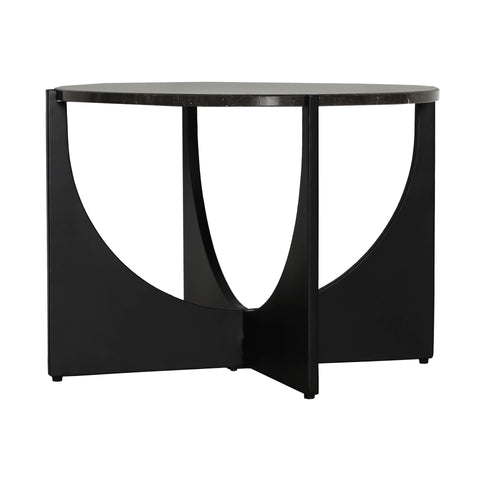 Mesa auxiliar Fresnay en acero y mármol sintético gris ceniza, diseño elegante y funcional para espacios modernos o clásicos.
