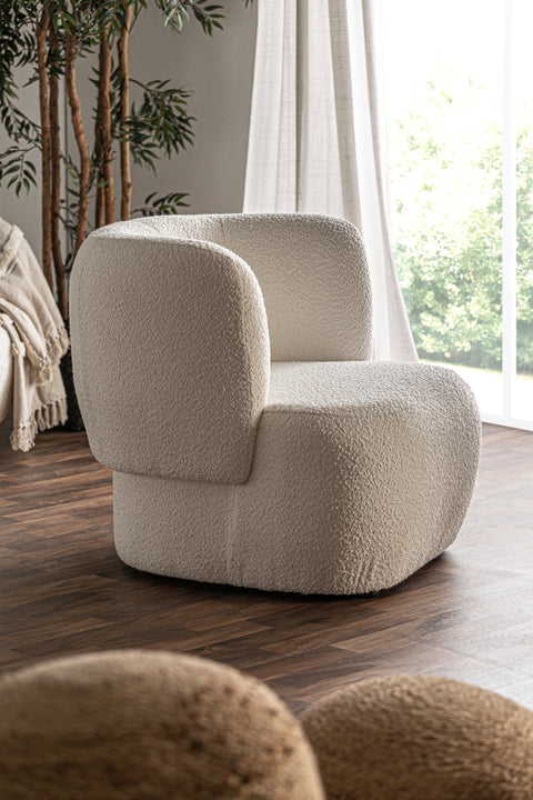 Sillón en Algodón y Madera de Pino BATS BOUCLE
