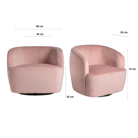 Sillón Giratorio en Terciopelo Rosado BOUGUE