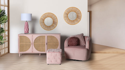 Sillón Giratorio en Terciopelo Rosado BOUGUE