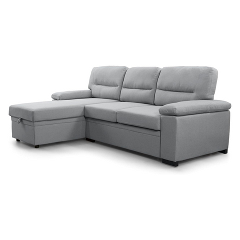 Sofá Cama Chaise Longue Emma Gris Terciopelo - 238x153cm