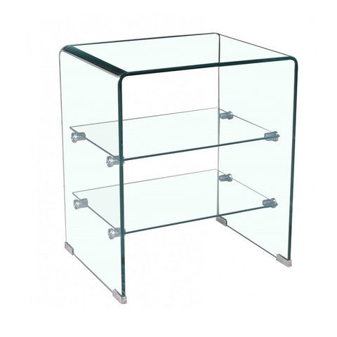 Mesa Auxiliar de Cristal con Estantes CARTAGO