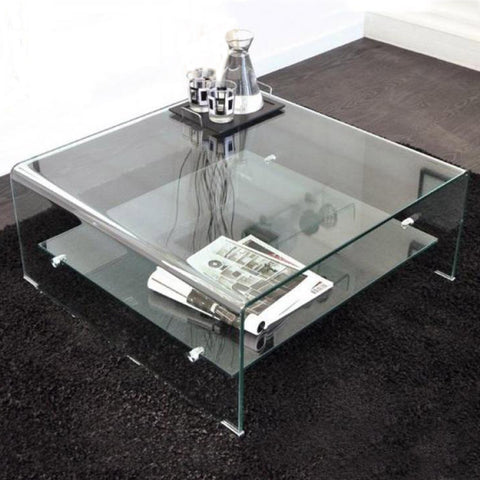 Mesa de Centro de Cristal con Estanteria JAGUAR