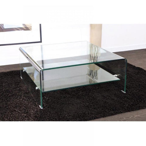 Mesa de Centro de Cristal con Estanteria JAGUAR