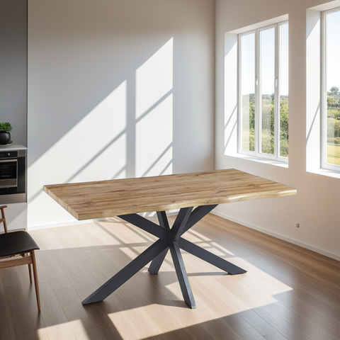 Mesa de Comedor Rectangular con Tapa de Madera Nogal LOUSSE