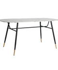 Mesa de comedor Graz con tablero en metacrilato blanco y estructura de hierro, diseño moderno y elegante para hasta 8 comensales.
