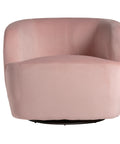 Sillón giratorio Bougue tapizado en terciopelo rosado con estructura de madera de pino, diseño elegante y funcional para espacios modernos.