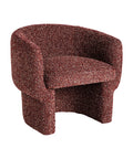 Sillón vintage redondo en tonos marrones, tapizado en poliéster con diseño envolvente.